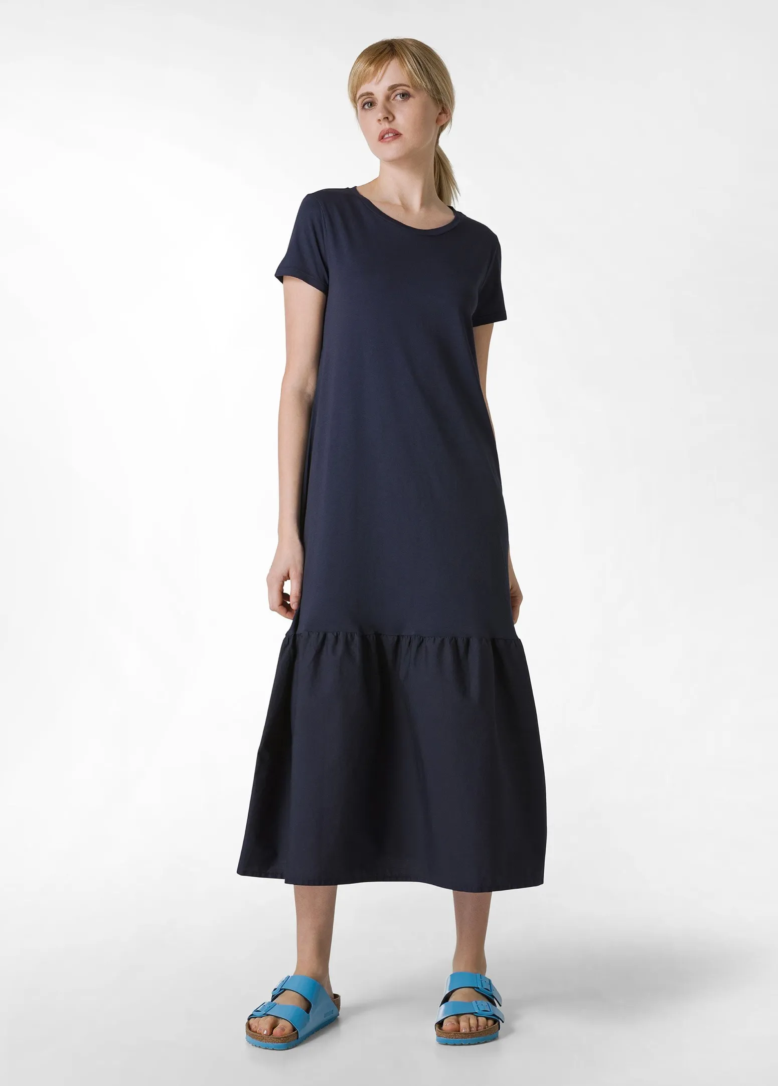 DEHA Vestiti, Gonne E Tute*Abito Lungo Con Inserto In Popeline Blu
