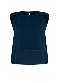 DEHA Top & T-Shirts*Blusa Con Inserto In Lino Blu