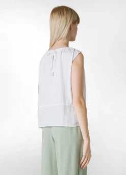 DEHA Top & T-Shirts*Blusa Con Inserto In Lino Bianco