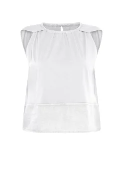 DEHA Top & T-Shirts*Blusa Con Inserto In Lino Bianco