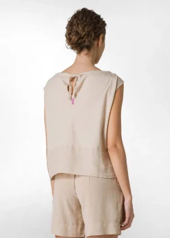 DEHA Top & T-Shirts*Blusa Con Inserto In Lino Beige