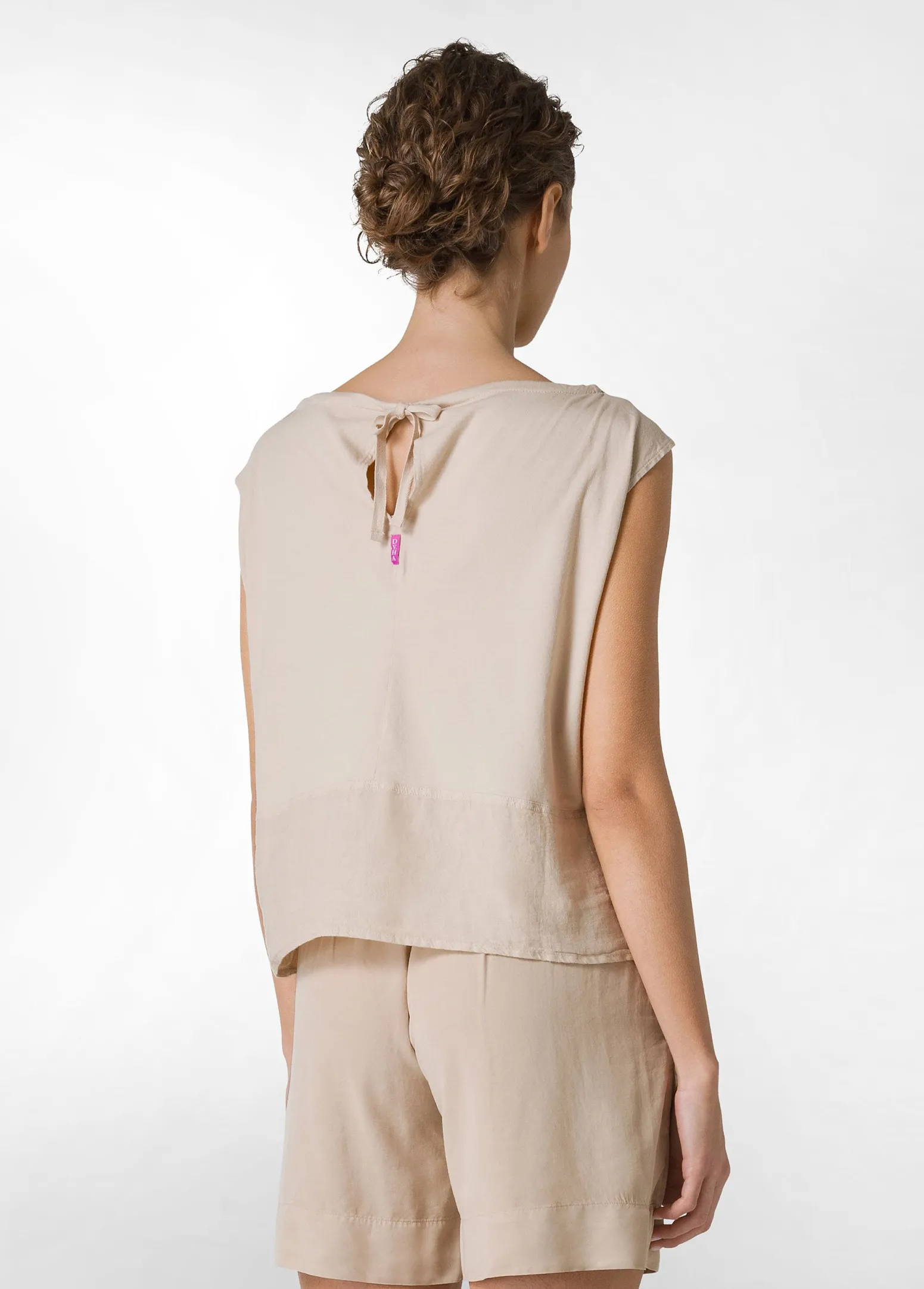 DEHA Top & T-Shirts*Blusa Con Inserto In Lino Beige