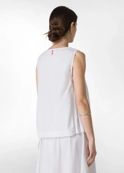 DEHA Camicie & Bluse*Blusa Smanicata In Popeline E Raso Bianco