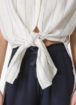 DEHA Camicie & Bluse*Camicia In Lino Gessato Bianco