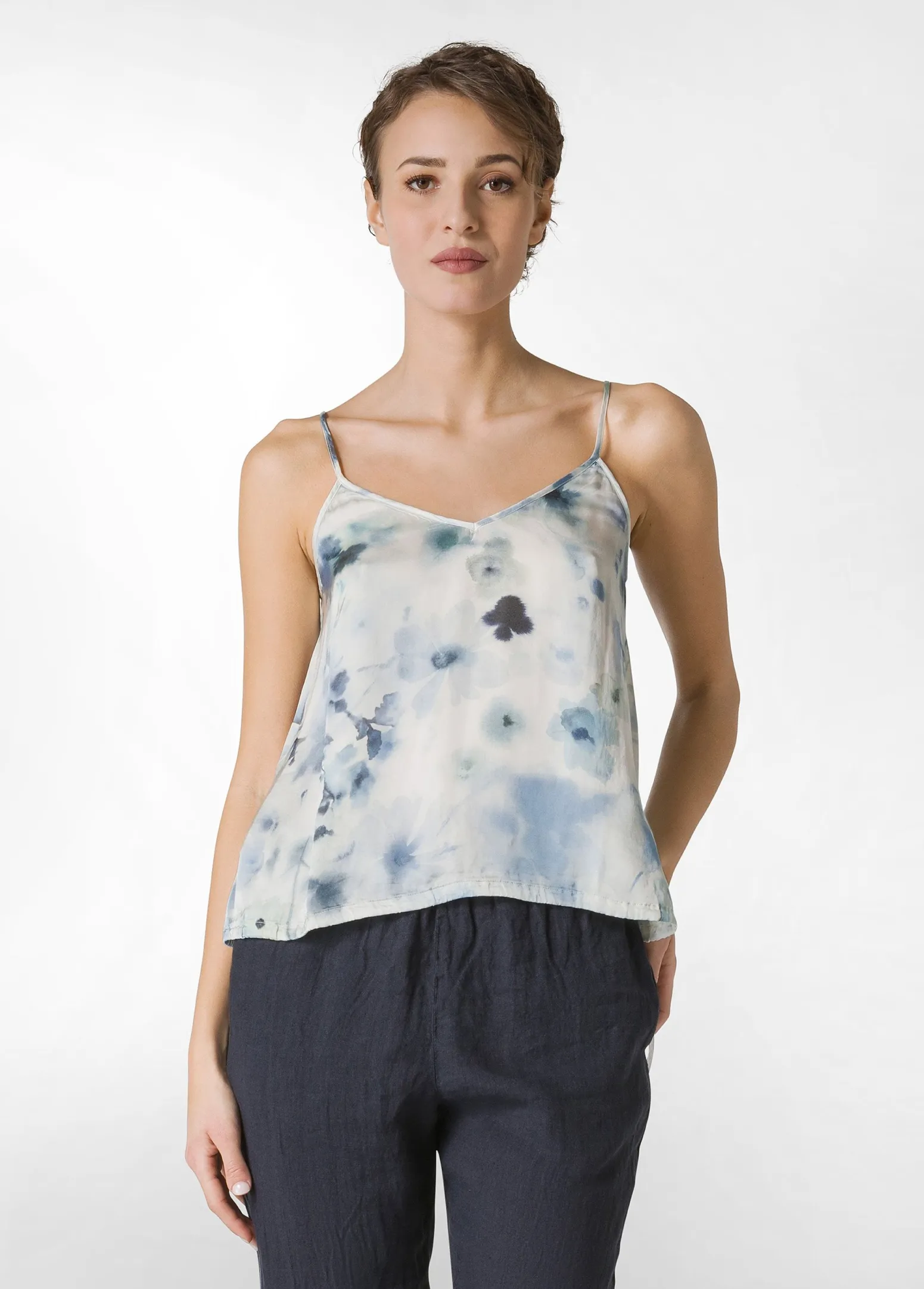 DEHA Top & T-Shirts*Canotta In Raso Allover Blu