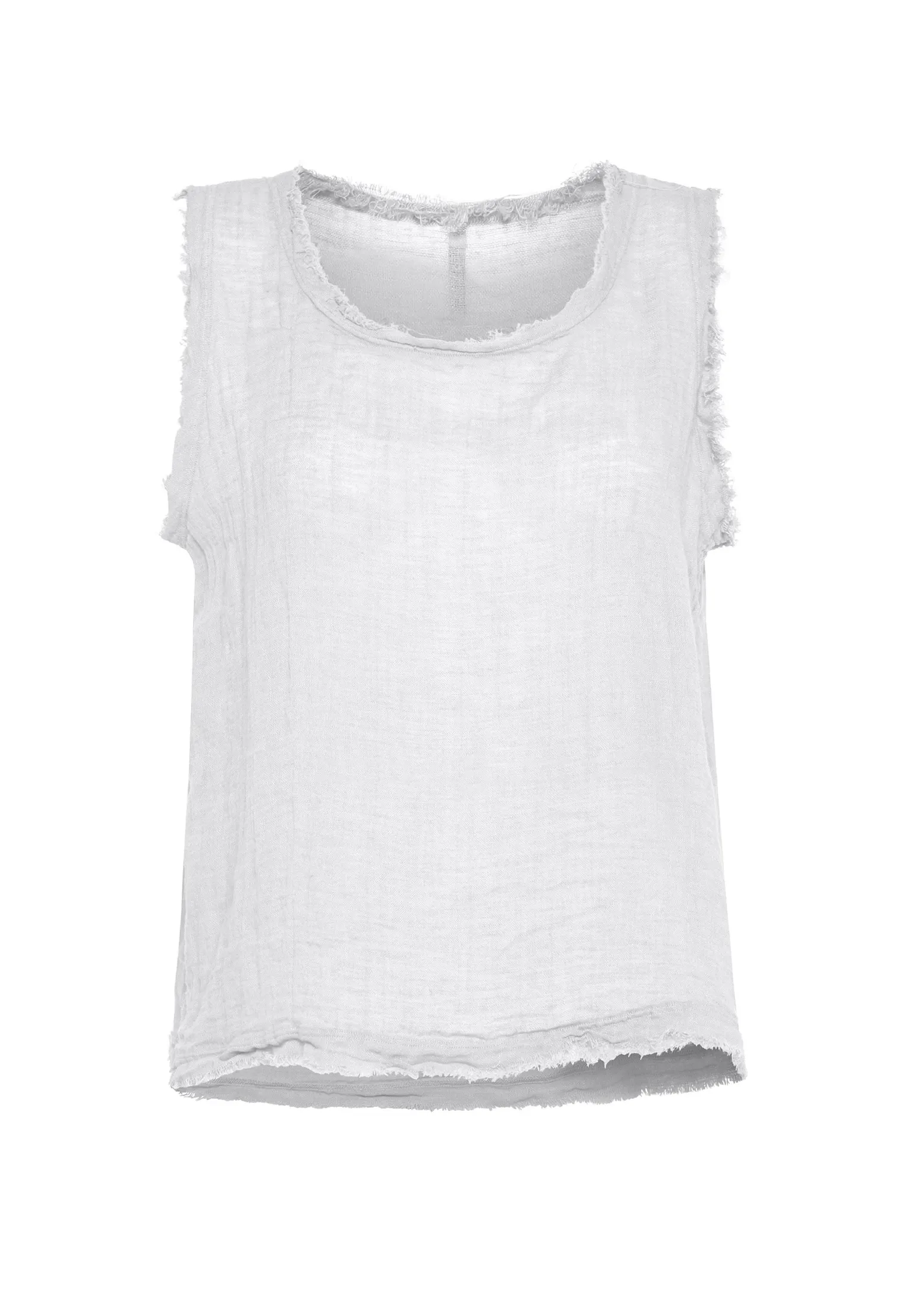 DEHA Top & T-Shirts*Canotta Sfrangiata In Lino Bianco