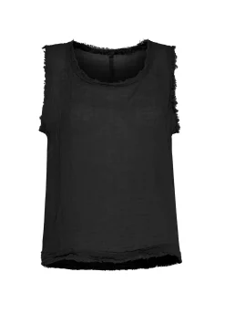 DEHA Top & T-Shirts*Canotta Sfrangiata In Lino Nero
