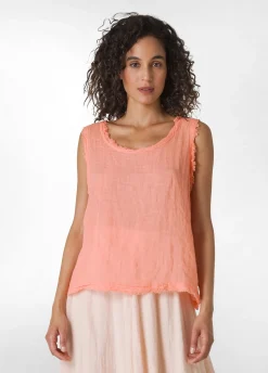 DEHA Top & T-Shirts*Canotta Sfrangiata In Lino Arancio