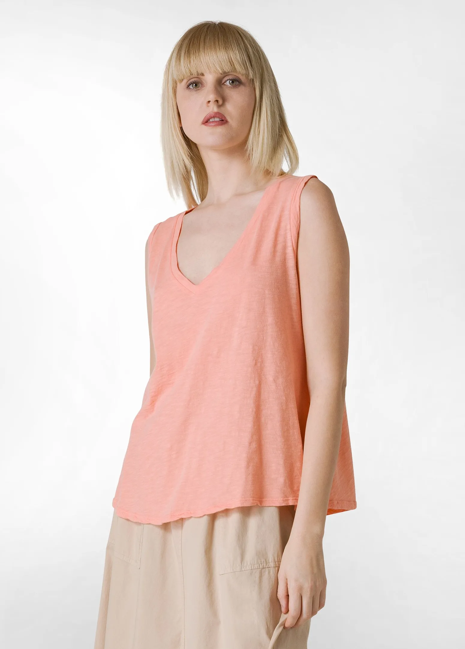 DEHA Top & T-Shirts*Canotta Svasata In Jersey Fiammato Arancio