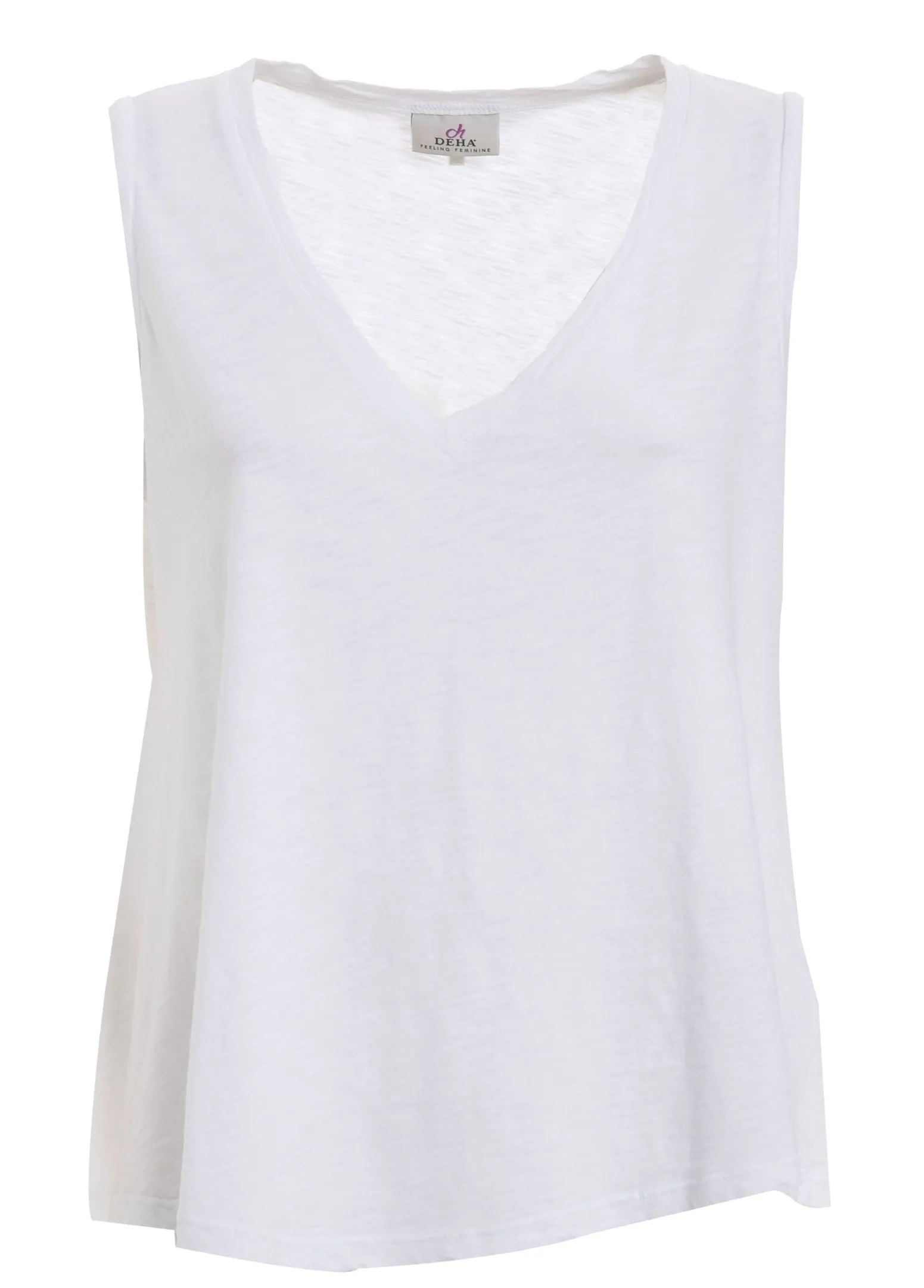 DEHA Top & T-Shirts*Canotta Svasata In Jersey Fiammato Bianco