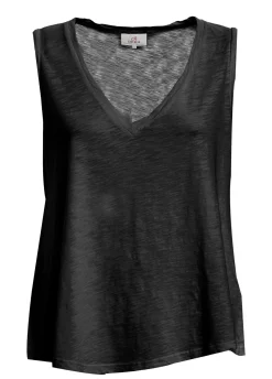 DEHA Top & T-Shirts*Canotta Svasata In Jersey Fiammato Nero