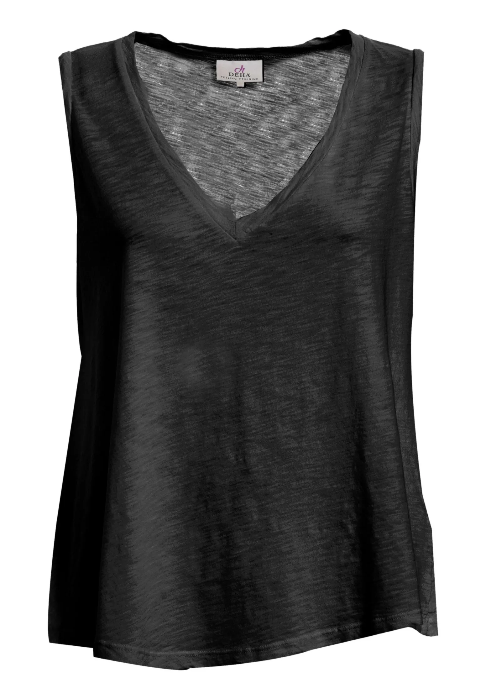 DEHA Top & T-Shirts*Canotta Svasata In Jersey Fiammato Nero