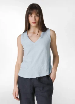 DEHA Top & T-Shirts*Canotta Svasata In Jersey Fiammato Blu