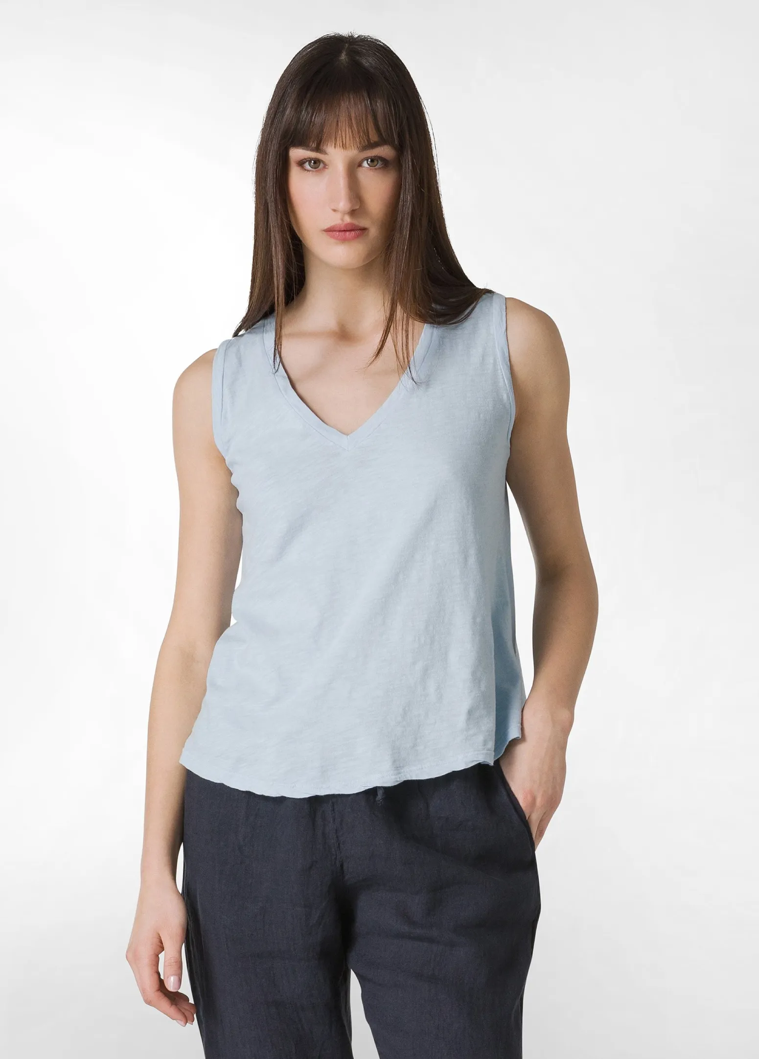 DEHA Top & T-Shirts*Canotta Svasata In Jersey Fiammato Blu