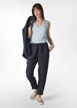 DEHA Top & T-Shirts*Canotta Svasata In Jersey Fiammato Blu