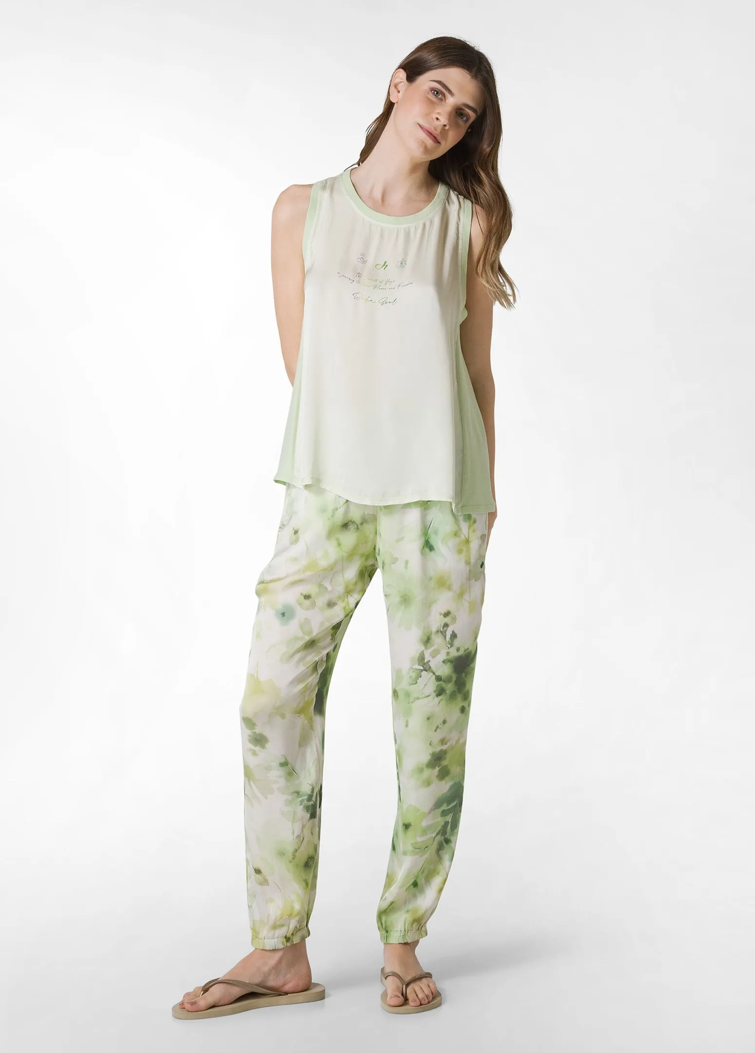 DEHA Top & T-Shirts*Canotta Yoga In Raso Con Grafica Verde