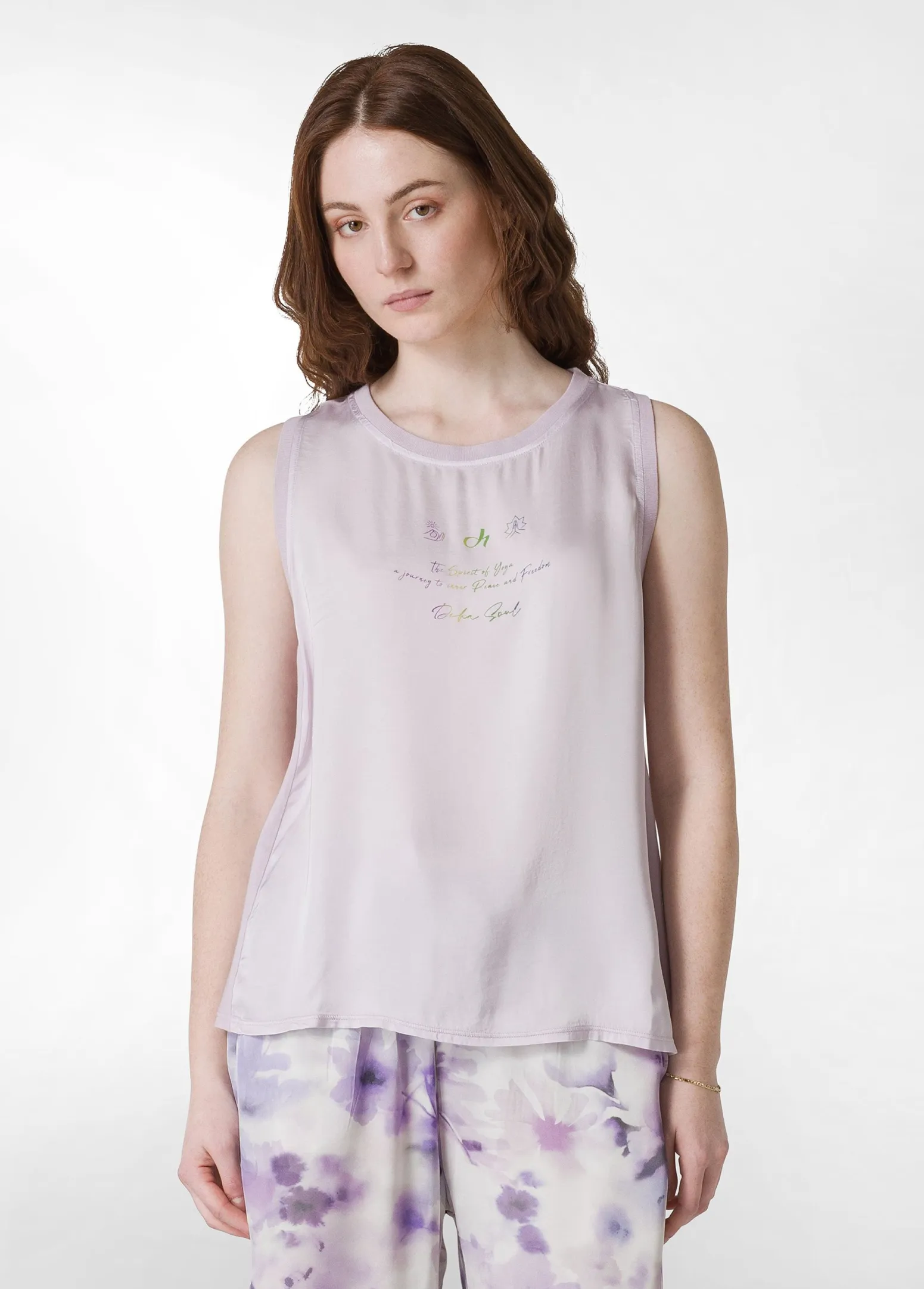 DEHA Top & T-Shirts*Canotta Yoga In Raso Con Grafica Viola