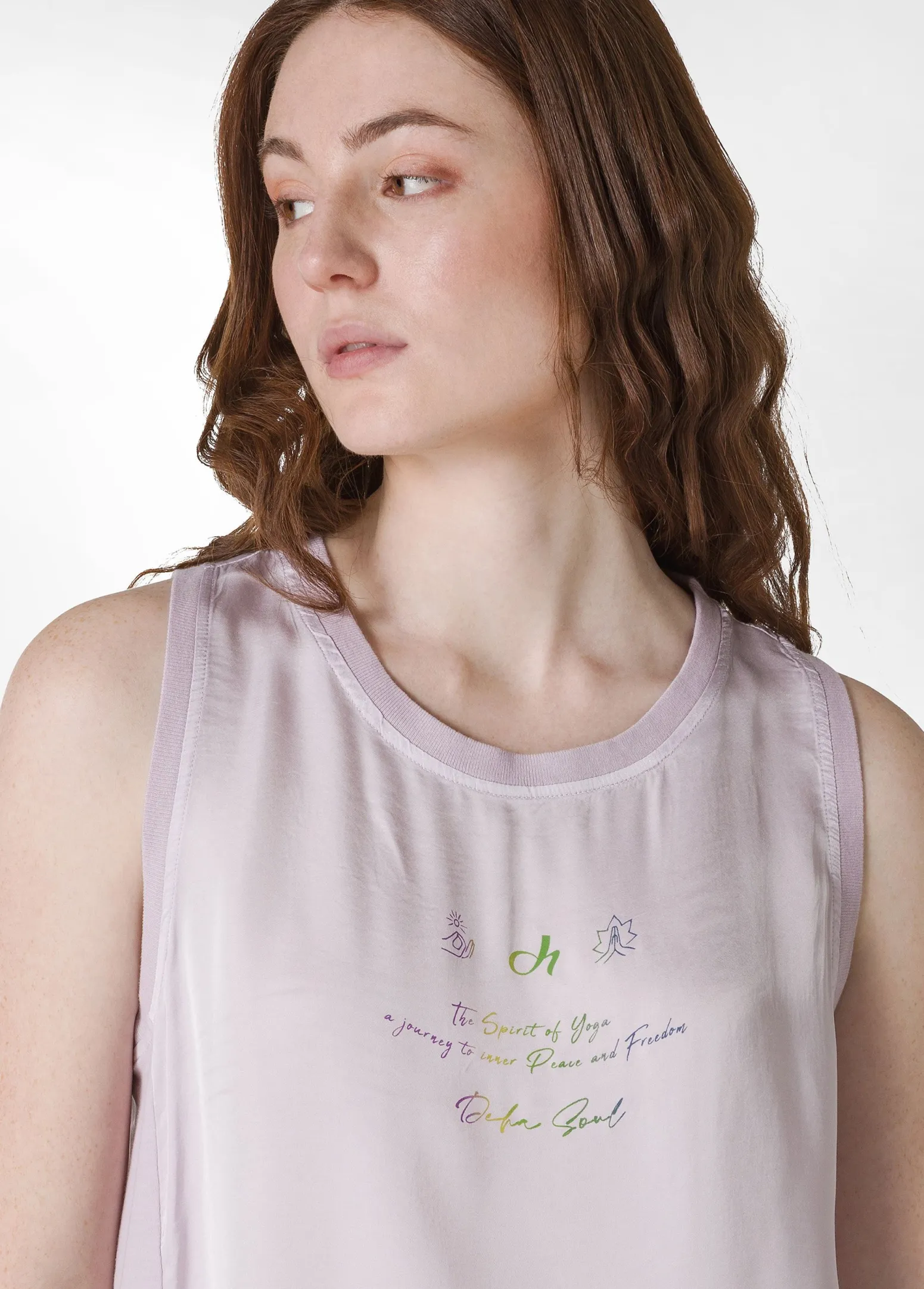 DEHA Top & T-Shirts*Canotta Yoga In Raso Con Grafica Viola