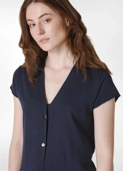 DEHA Felpe & Maglieria*Cardigan In Maglia Misto Lino Lungo Blu