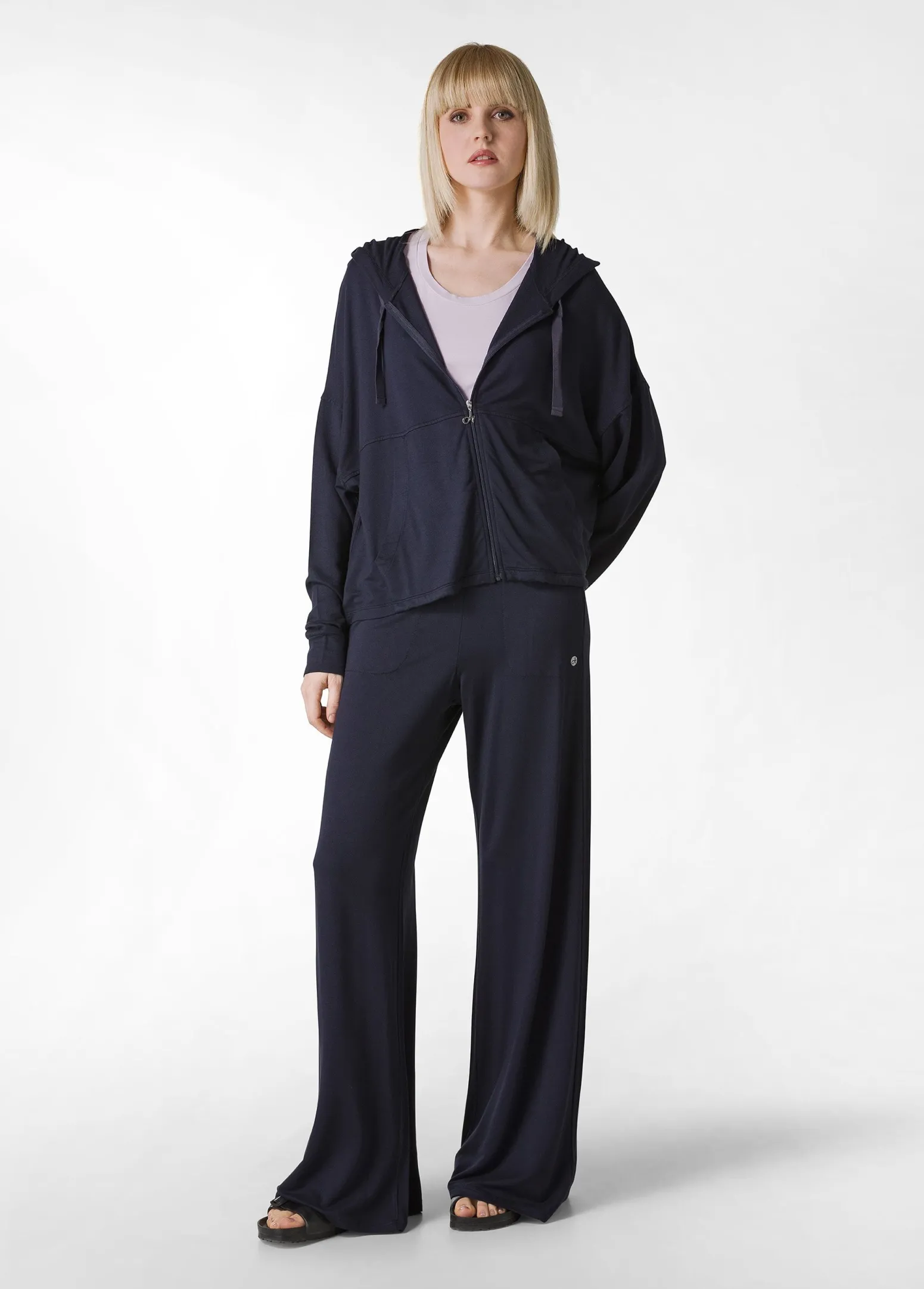 DEHA Felpe & Maglieria*Felpa Comfort Di Viscosa Zip E Cappuccio Blu