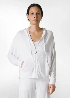 DEHA Felpe & Maglieria*Felpa Comfort Di Viscosa Zip E Cappuccio Bianco