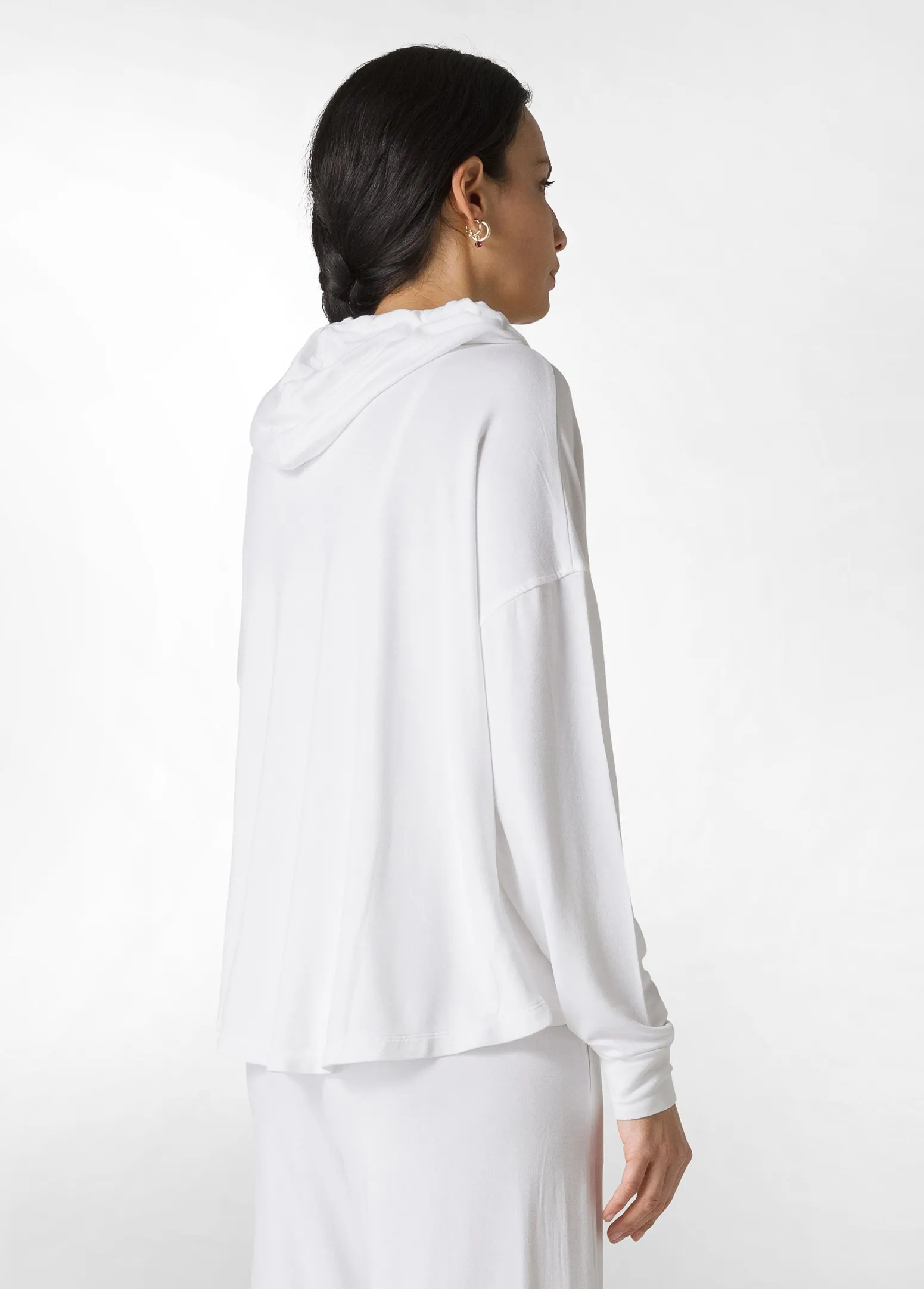DEHA Felpe & Maglieria*Felpa Comfort Di Viscosa Zip E Cappuccio Bianco