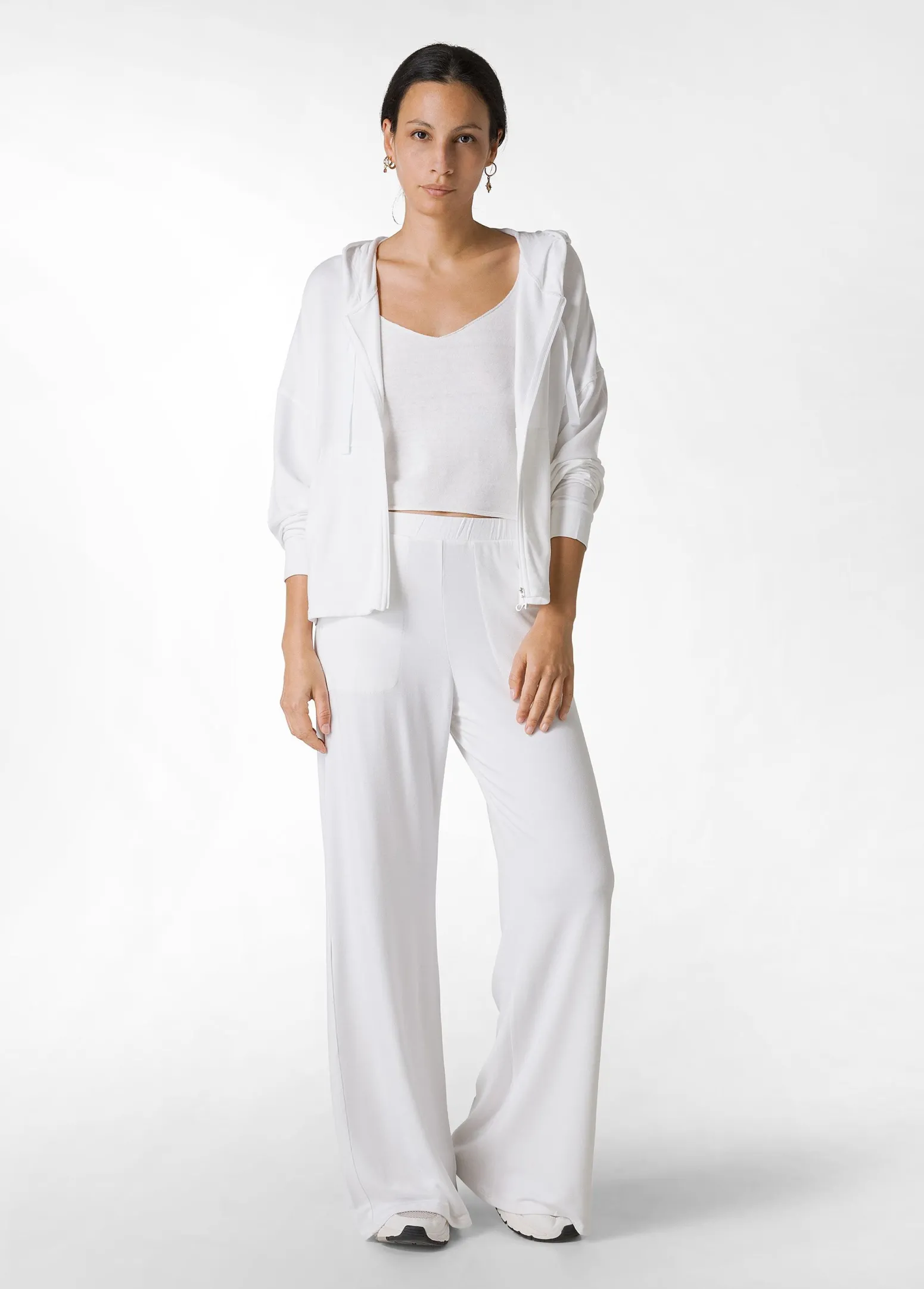 DEHA Felpe & Maglieria*Felpa Comfort Di Viscosa Zip E Cappuccio Bianco