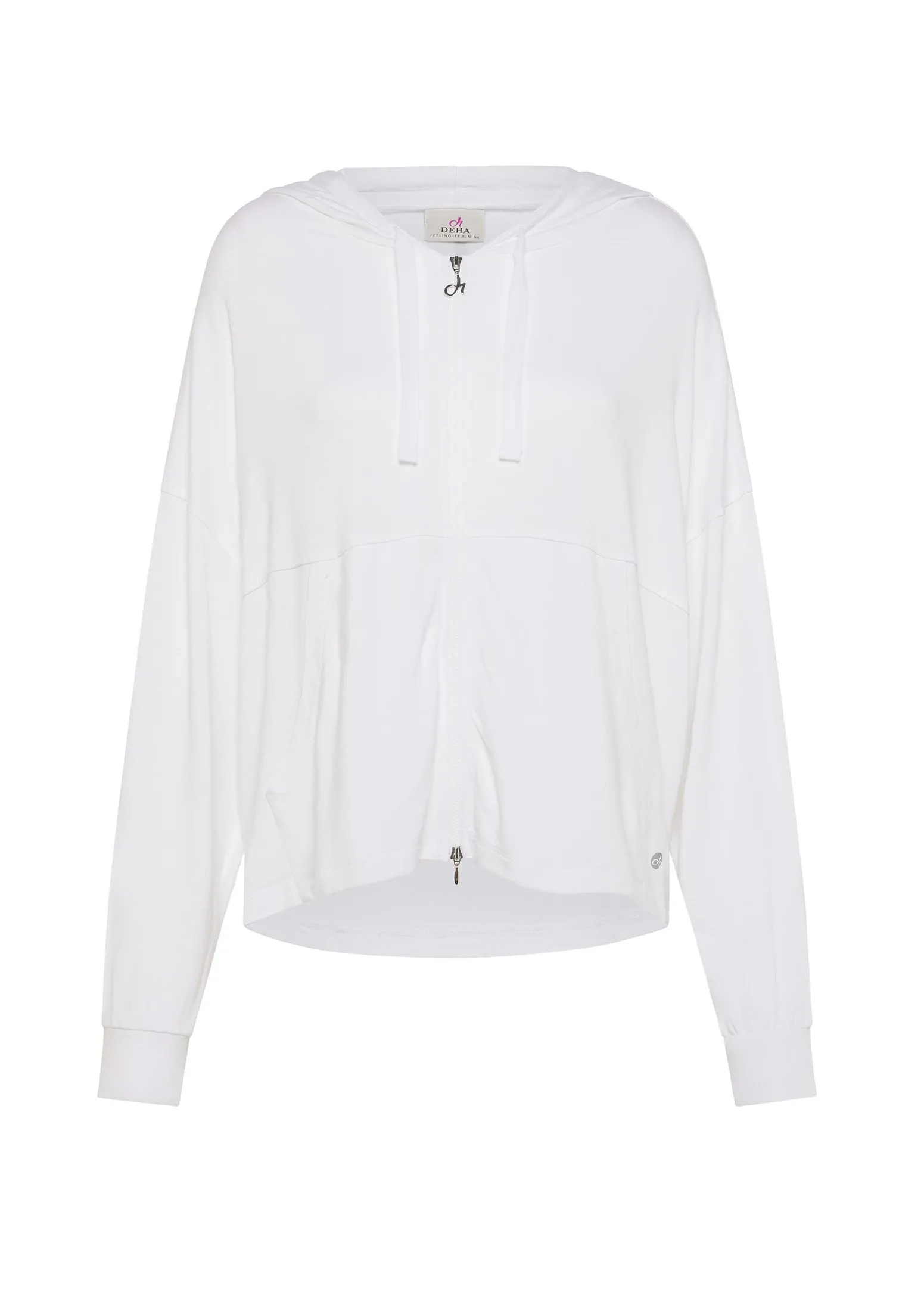 DEHA Felpe & Maglieria*Felpa Comfort Di Viscosa Zip E Cappuccio Bianco