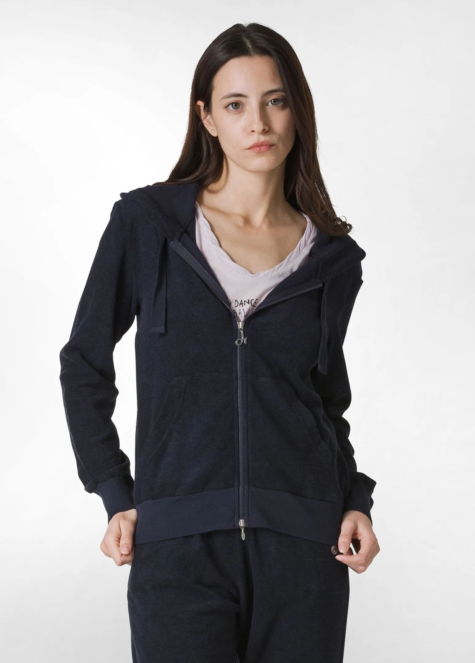 DEHA Felpe & Maglieria*Felpa In Spugna Zip E Cappuccio Blu