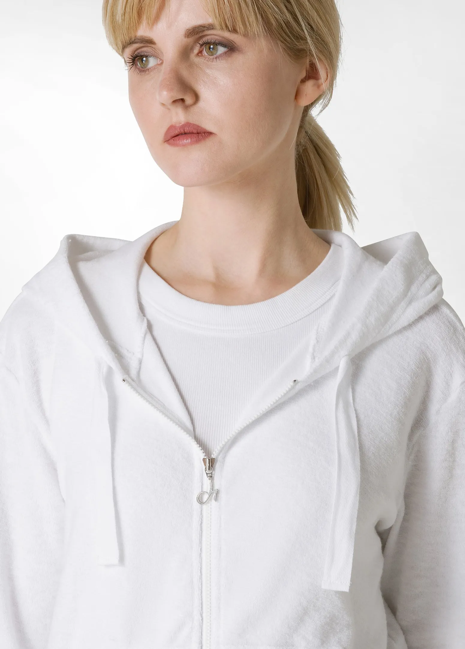 DEHA Felpe & Maglieria*Felpa In Spugna Zip E Cappuccio Bianco
