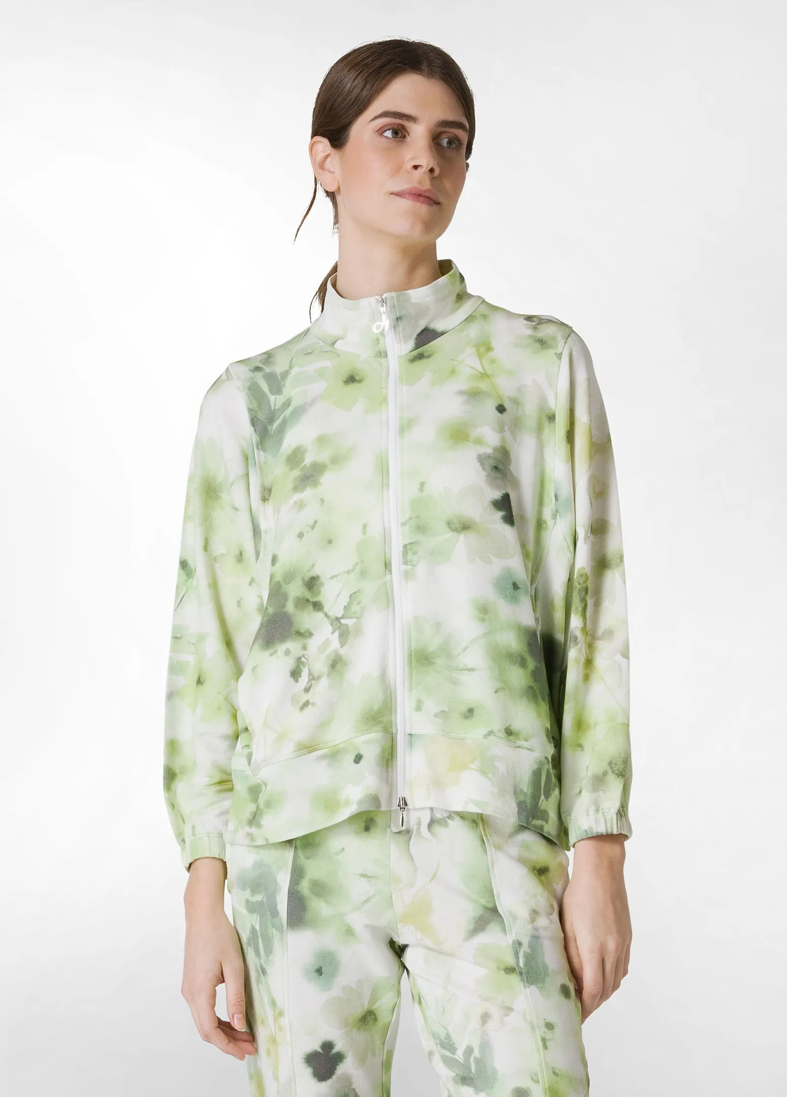 DEHA Felpe & Maglieria*Felpa Leggera Misto Viscosa Stampata Con Zip Verde