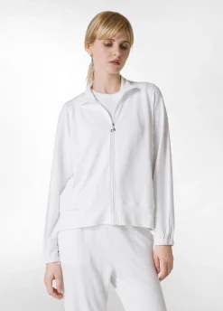 DEHA Felpe & Maglieria*Felpa Leggera Misto Viscosa Con Zip Bianco