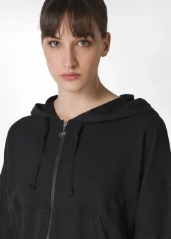 DEHA Felpe & Maglieria*Felpa Organica Ampia Zip E Cappuccio Nero