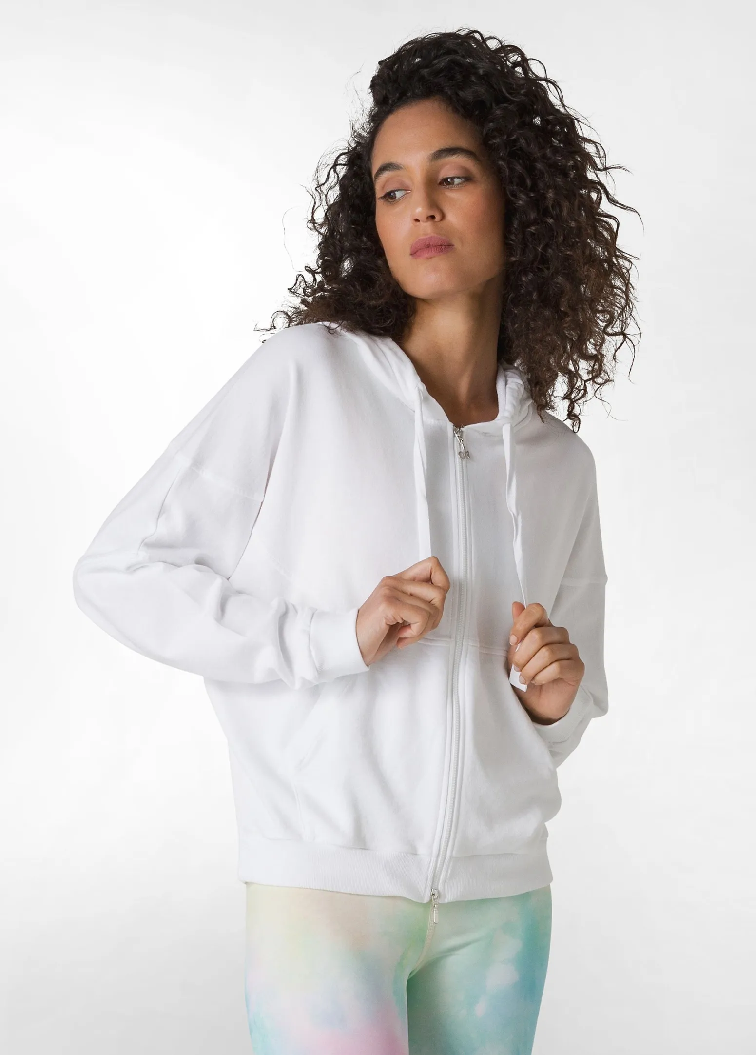 DEHA Felpe & Maglieria*Felpa Organica Ampia Zip E Cappuccio Bianco