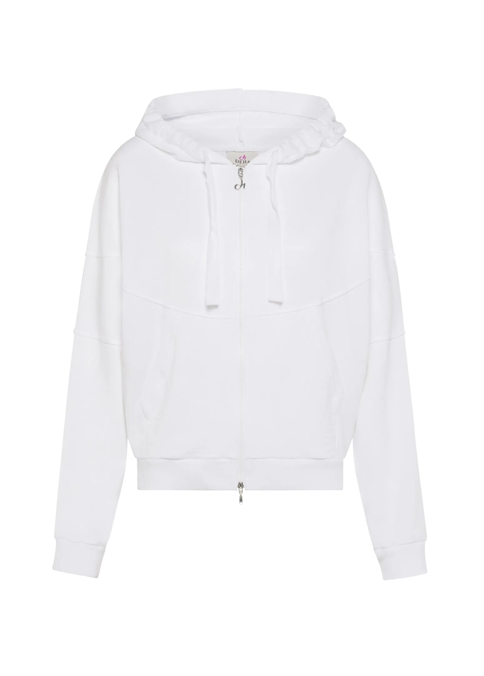 DEHA Felpe & Maglieria*Felpa Organica Ampia Zip E Cappuccio Bianco