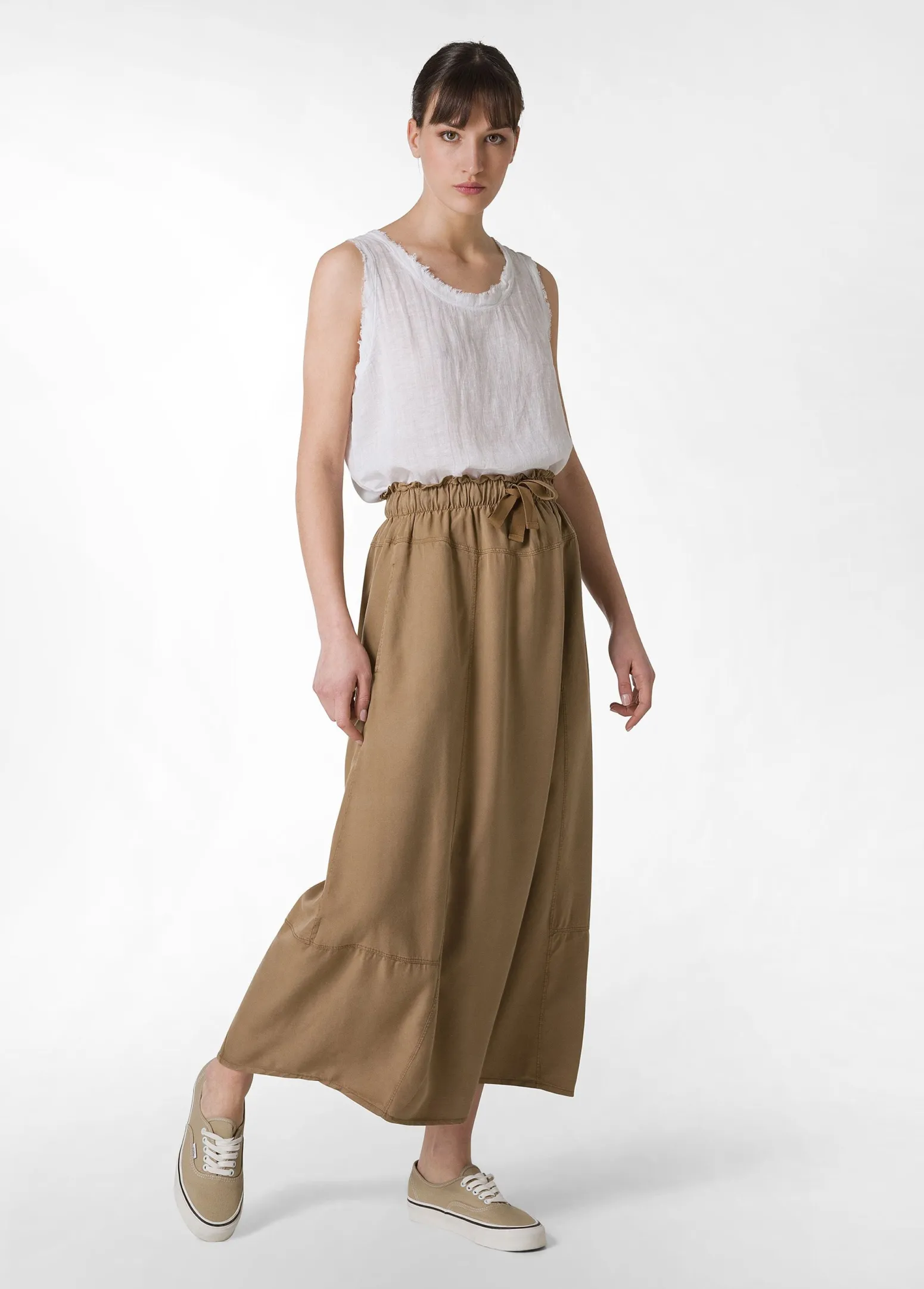 DEHA Vestiti, Gonne E Tute*Gonna Lunga In Twill Tencel Marrone