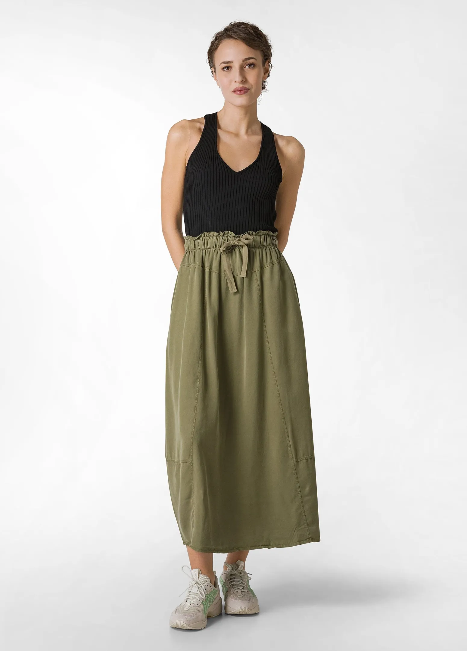 DEHA Vestiti, Gonne E Tute*Gonna Lunga In Twill Tencel Verde