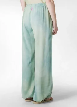 DEHA Pantaloni*Panta Palazzo In Twill Effetto Batik Verde