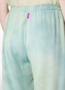 DEHA Pantaloni*Panta Palazzo In Twill Effetto Batik Verde