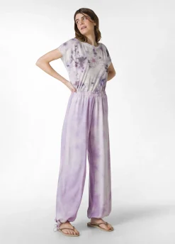 DEHA Pantaloni*Panta Palazzo In Twill Effetto Batik Viola
