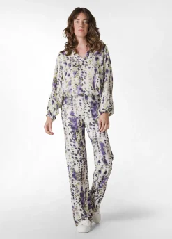 DEHA Pantaloni*Pantalone A Zampa Stampato Vita Alta Viola