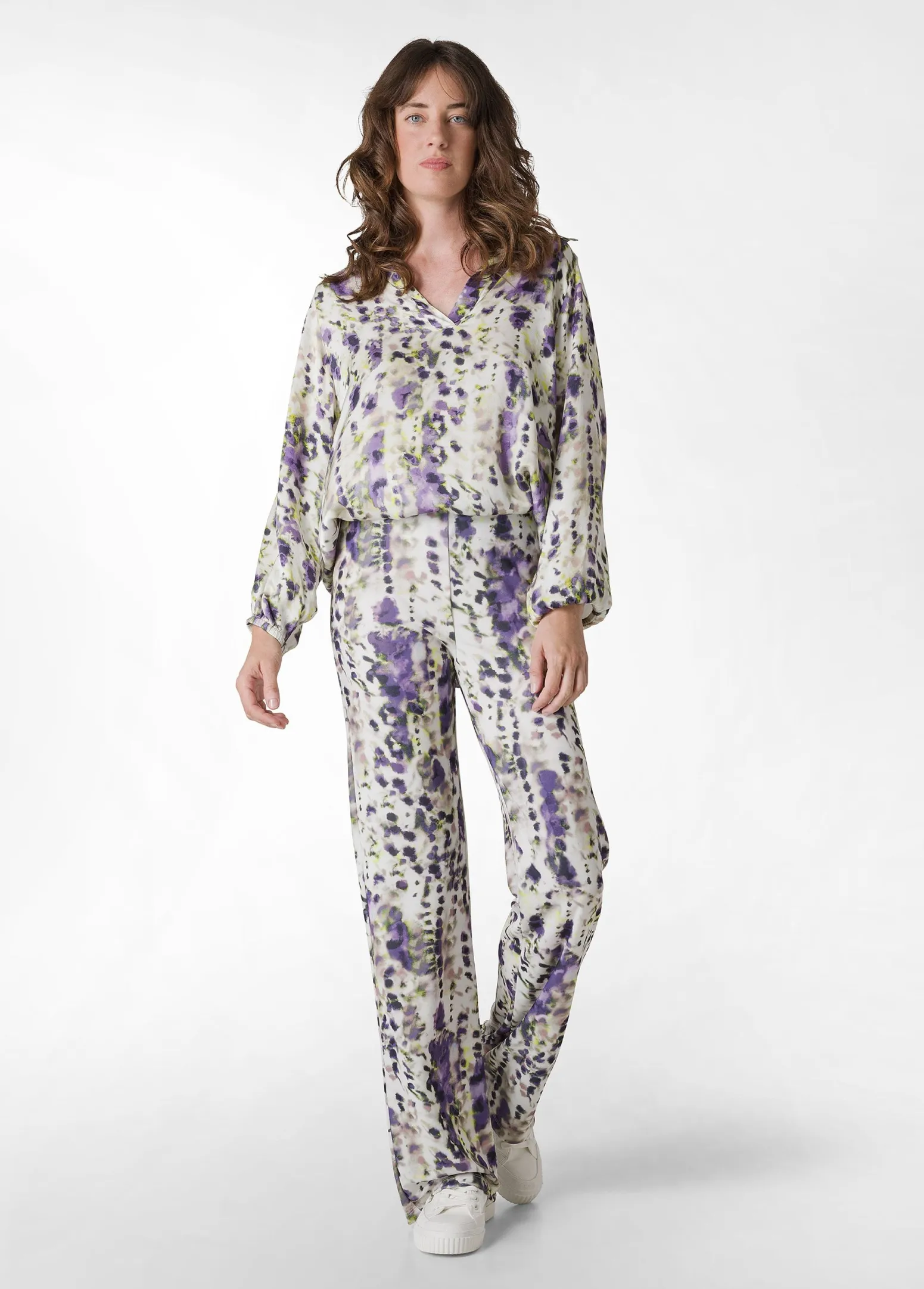 DEHA Pantaloni*Pantalone A Zampa Stampato Vita Alta Viola