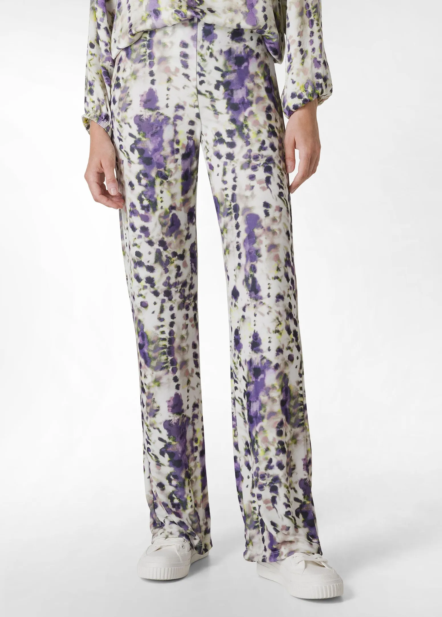 DEHA Pantaloni*Pantalone A Zampa Stampato Vita Alta Viola