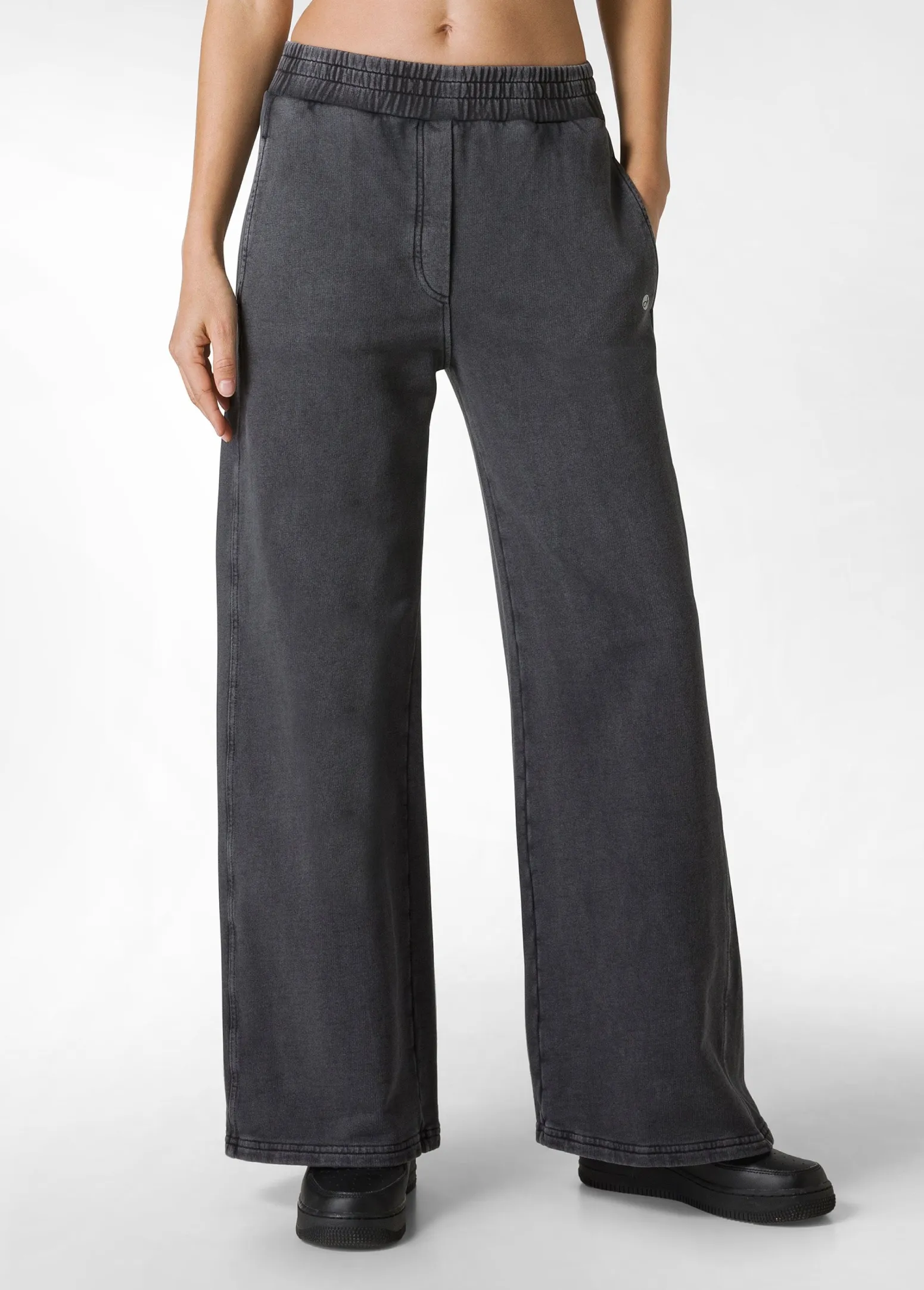 DEHA Pantaloni*Pantalone Ampio In Felpa Marmorizzata Nero