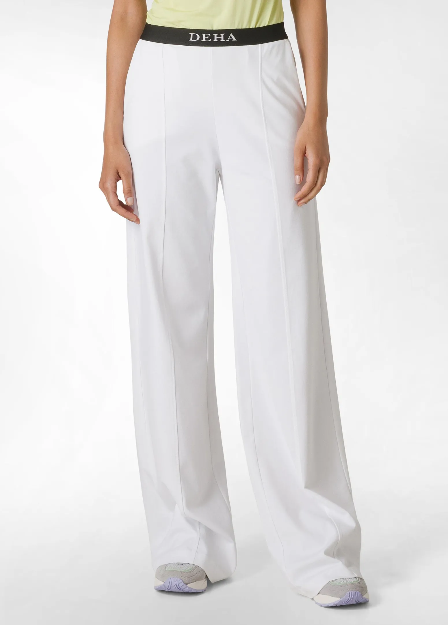 DEHA Pantaloni*Pantalone Ampio Leggero In Punto Milano Bianco