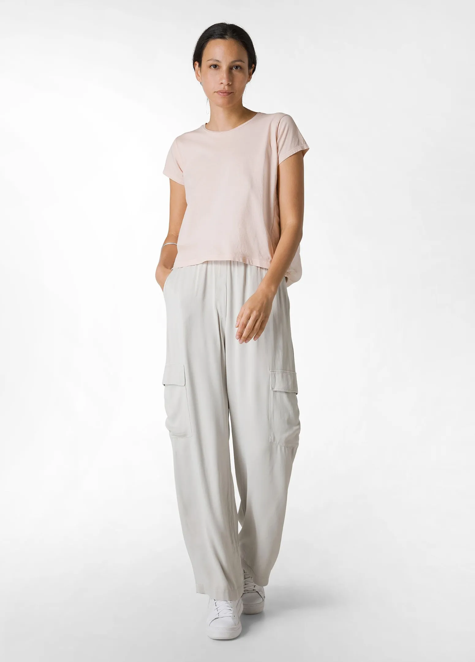 DEHA Pantaloni*Pantalone Cargo In Raso Grigio