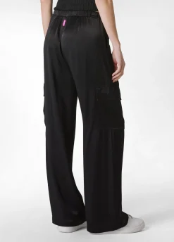 DEHA Pantaloni*Pantalone Cargo In Raso Nero