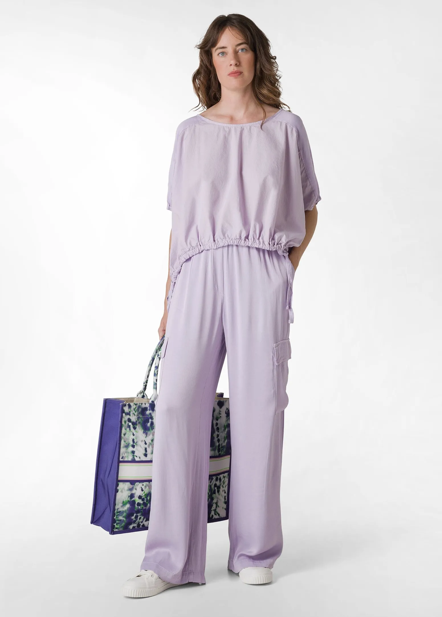 DEHA Pantaloni*Pantalone Cargo In Raso Viola