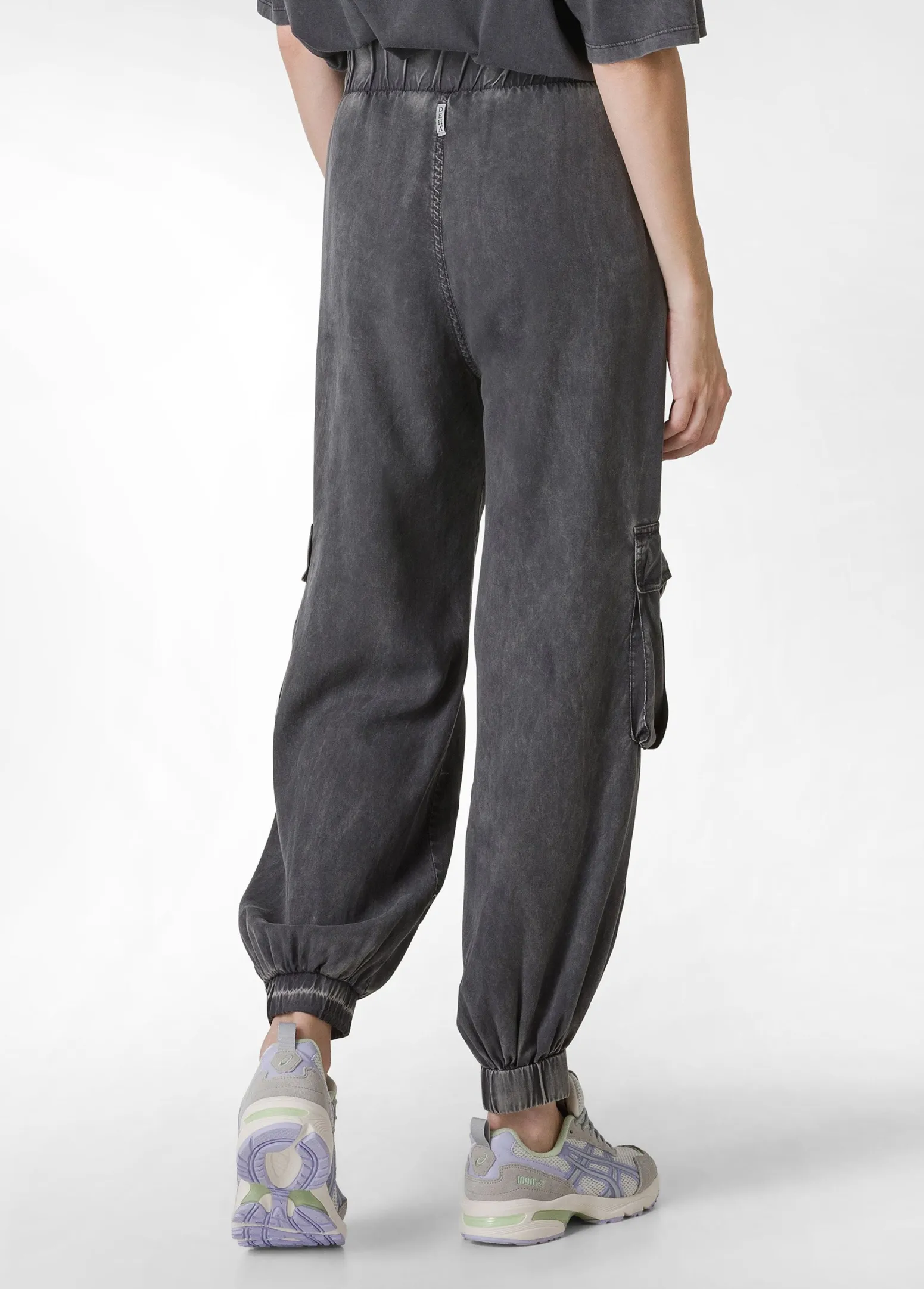 DEHA Pantaloni*Pantalone Cargo In Tencel Effetto Marmo Nero