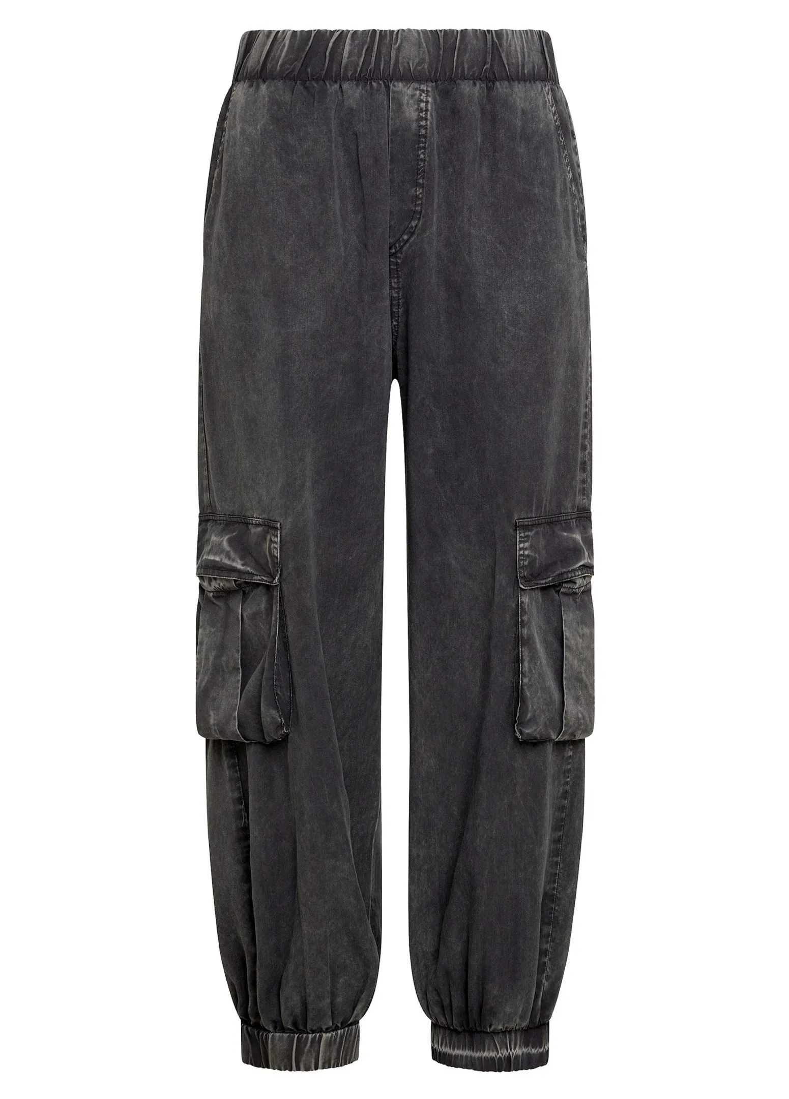 DEHA Pantaloni*Pantalone Cargo In Tencel Effetto Marmo Nero